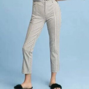 Anthropologie The Essential Slim Pant
Check Grid Plaid Print Ankle Wht/Blk Sz 6